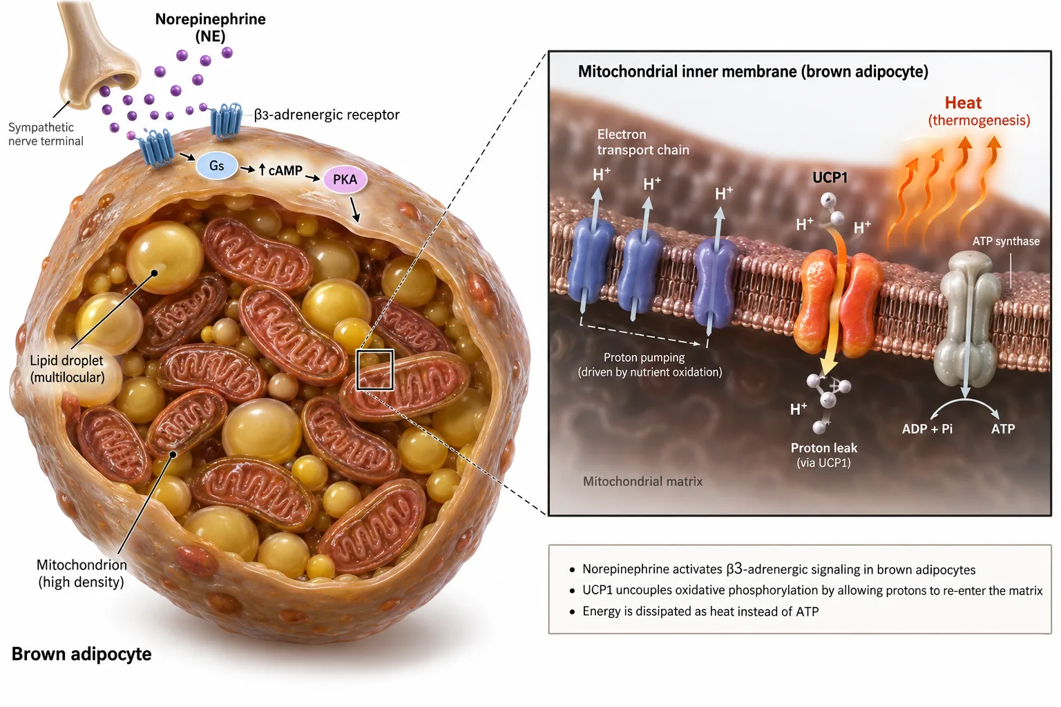Brown fat thermogenesis and UCP1