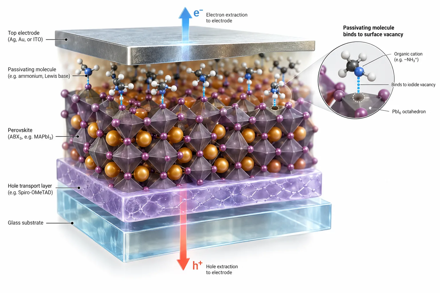 Defect passivation in perovskite solar cells