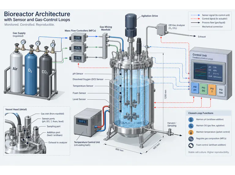 Bioreactor: an isometric hardware and control view