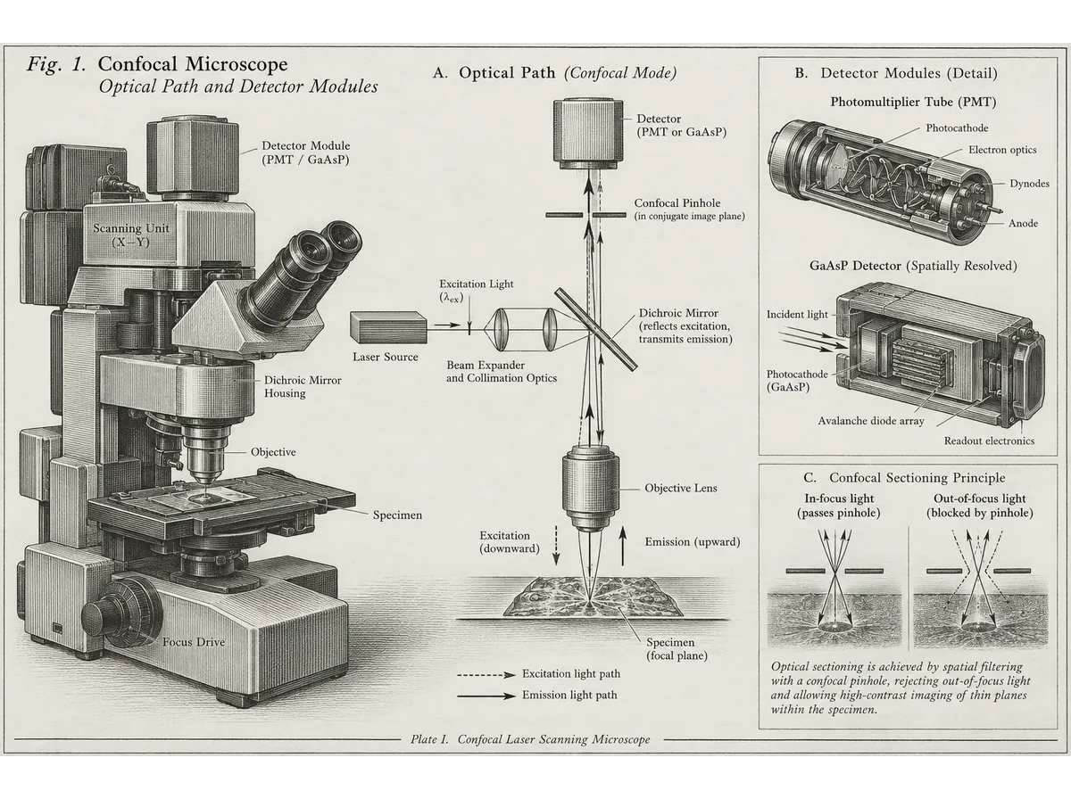 Confocal optics: a monochrome signal map