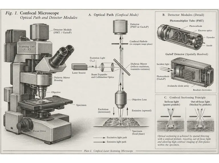 Confocal optics: a monochrome signal map