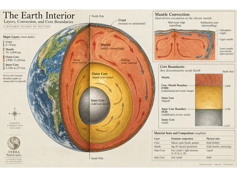 Earth interior: an annotated sectional plate