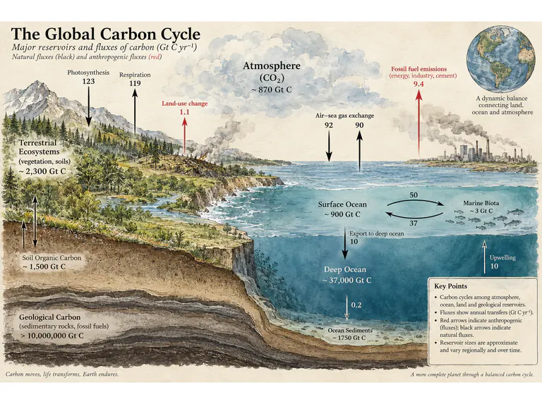 Carbon exchange: a watercolor system map
