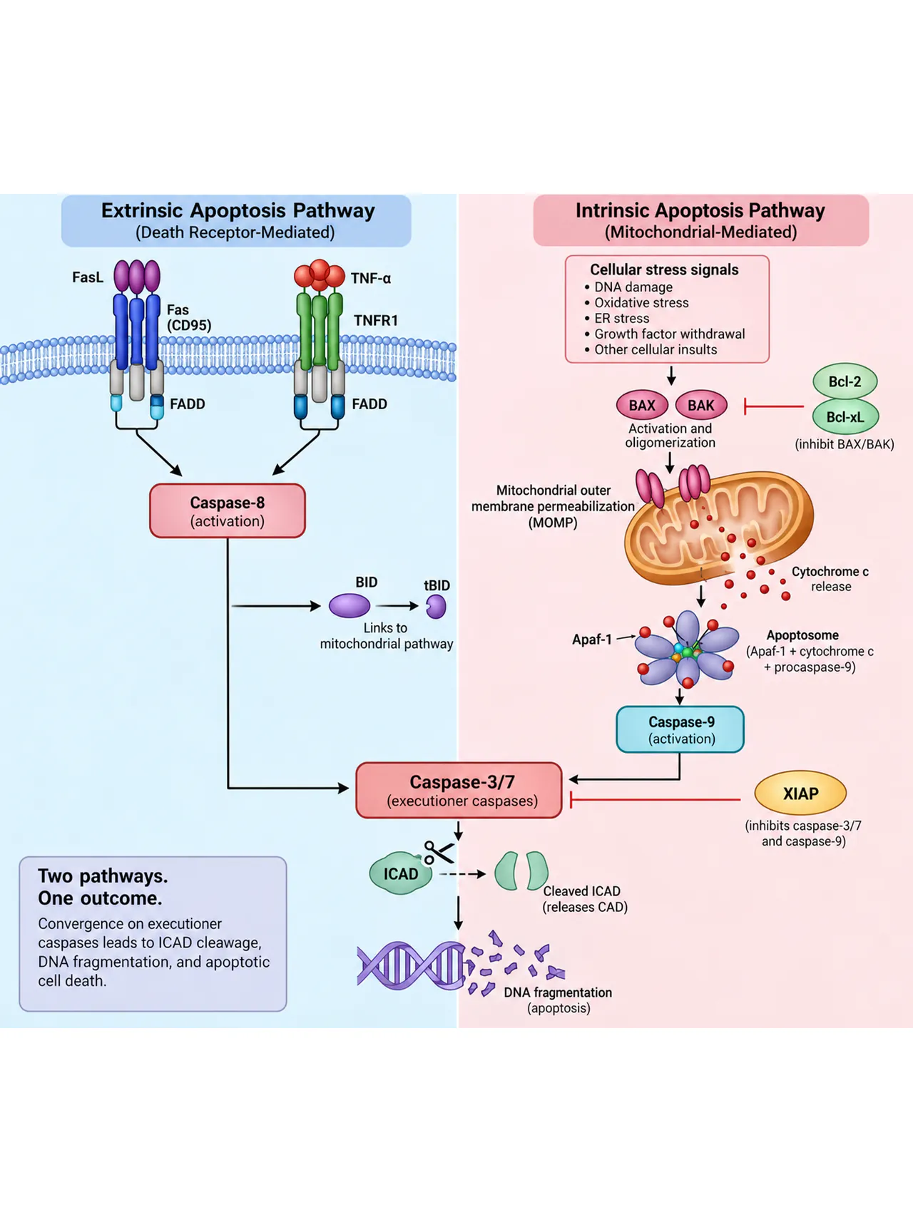 Apoptosis: two routes in parallel