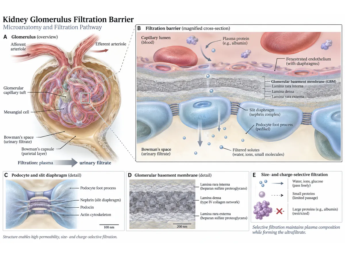 Glomerular barrier: layers and interfaces