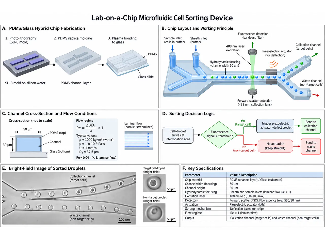 Cell-sorting chip: channels and collection ports