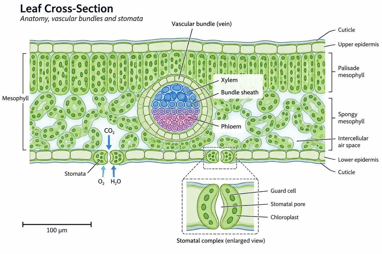 Leaf anatomy: a focused vascular section