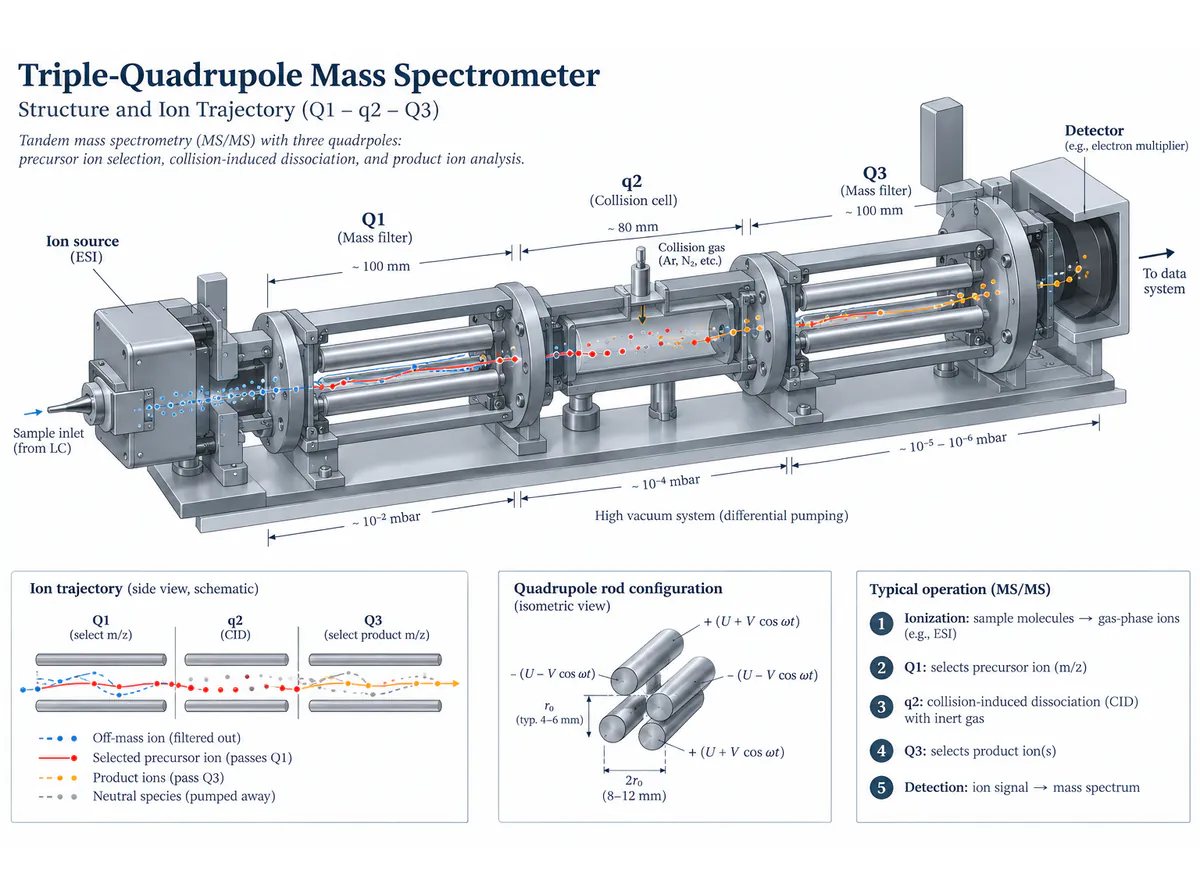Triple-quadrupole MS: a technical ion-route view