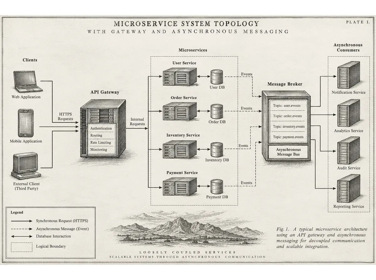 Service topology: gateways and message paths