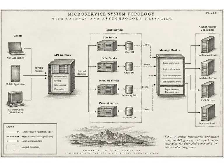 Service topology: gateways and message paths