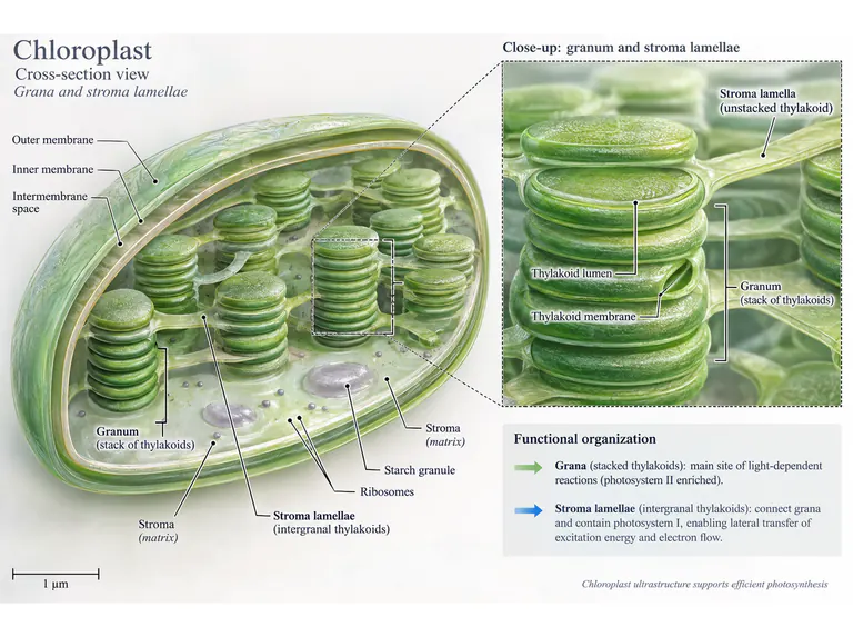 Chloroplast structure: a biomedical compartment map
