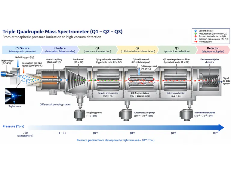 Triple-quadrupole MS: modules and sample path